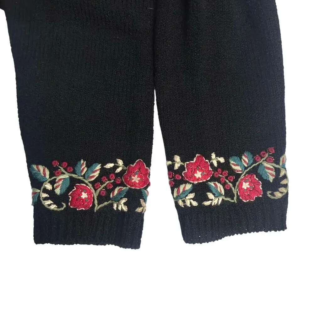 Coldwater Creek | Women | Floral Christmas Embroidered Cowl Neck Sweater | XL